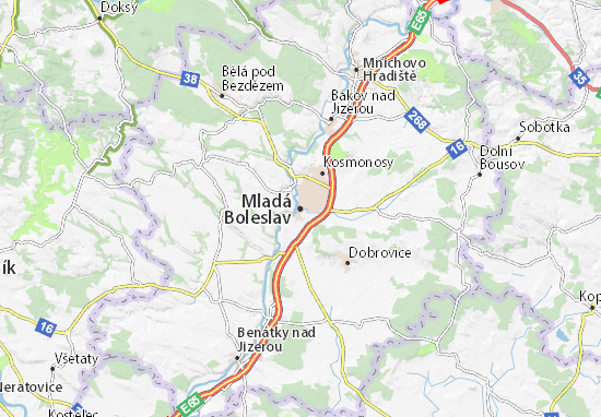 Kaart Plattegrond Mladá Boleslav