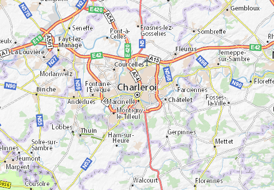 Kaart Plattegrond Charleroi