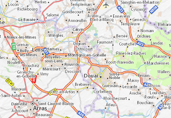 Karte Stadtplan Courcelles-lès-Lens