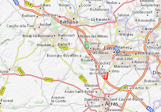 Karte Stadtplan Bouvigny-Boyeffles