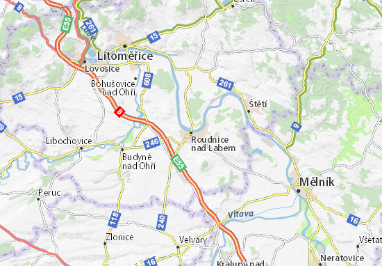 Kaart Plattegrond Roudnice nad Labem