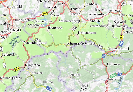 Mapa Johanngeorgenstadt