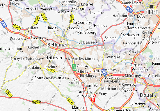 Kaart Plattegrond Noyelles-lès-Vermelles