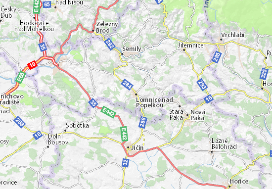 Karte Stadtplan Lomnice nad Popelkou