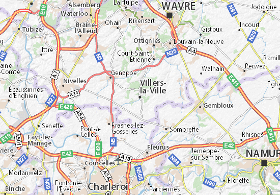 Kaart Plattegrond Villers-la-Ville