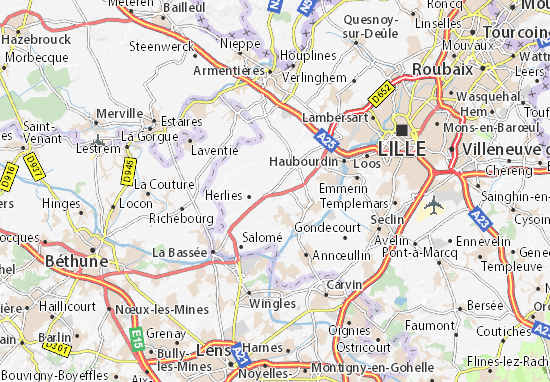 Karte Stadtplan Fournes-en-Weppes