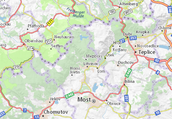 Karte Stadtplan Meziboří
