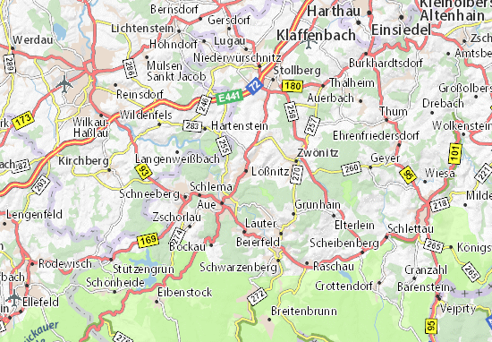 Karte Stadtplan Lößnitz