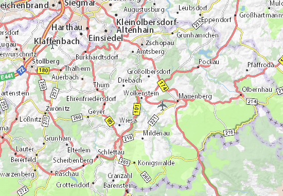Karte Stadtplan Wolkenstein