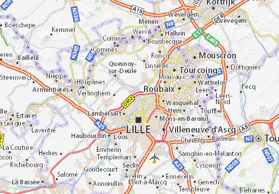 Karte Stadtplan Marquette-lez-Lille