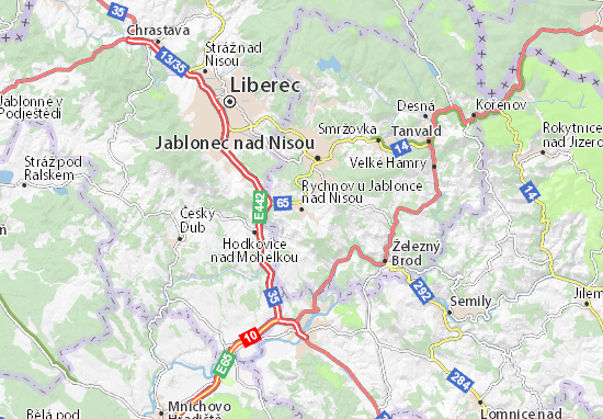 Kaart Plattegrond Rychnov u Jablonce nad Nisou