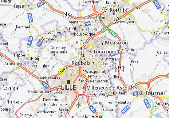 Karte Stadtplan Mouvaux