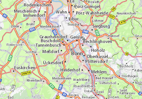 bonn karta Karte, Stadtplan Bonn   ViaMichelin bonn karta