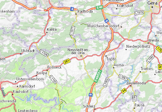Kaart Plattegrond Neustadt an der Orla