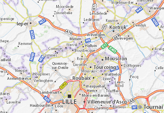 Karte Stadtplan Roncq