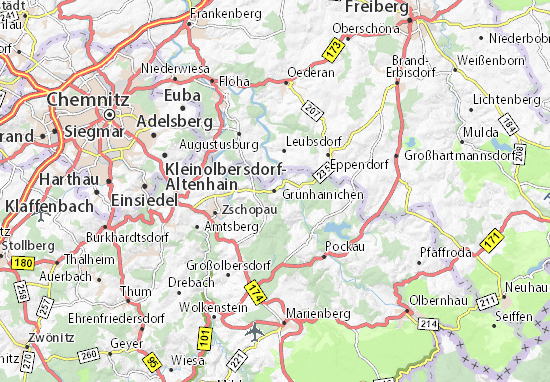 Mapa Grünhainichen