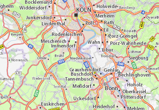Karte Stadtplan Wesseling