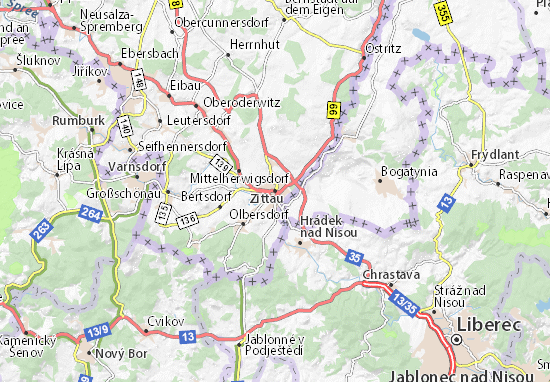 Kaart Plattegrond Zittau
