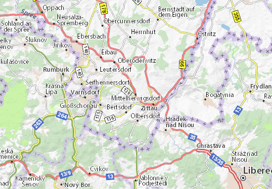 Kaart Plattegrond Mittelherwigsdorf
