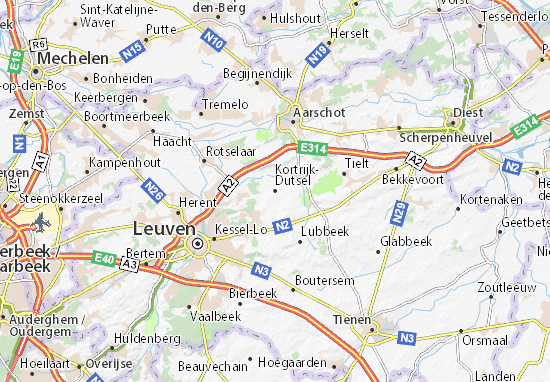 Karte Stadtplan Kortrijk-Dutsel