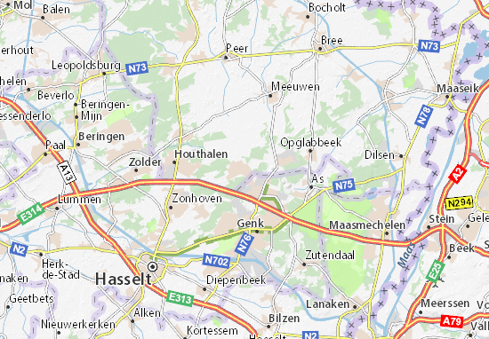 Karte Stadtplan Houthalen-Oost