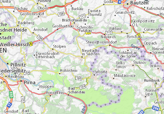 Karte Stadtplan Neustadt in Sachsen