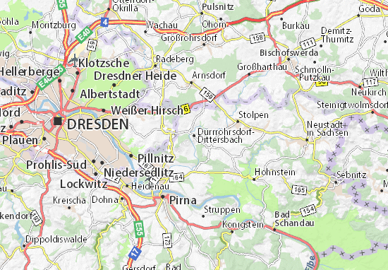 Mapa Plano Dürrröhrsdorf-Dittersbach