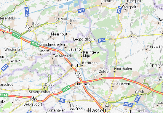 Karte Stadtplan Beringen-Mijn