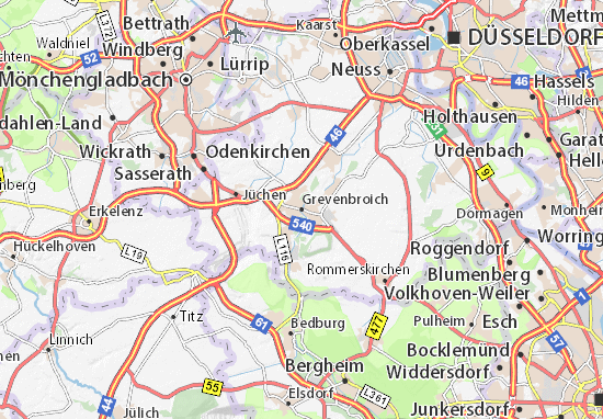 Kaart Plattegrond Grevenbroich