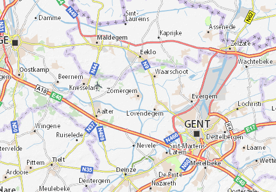Karte Stadtplan Zomergem