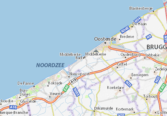 Karte Stadtplan Middelkerke-Bad