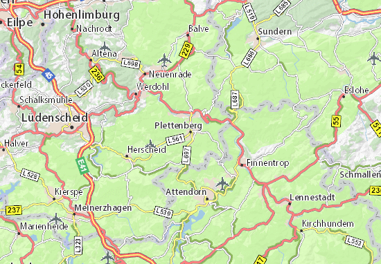 Karte Stadtplan Plettenberg