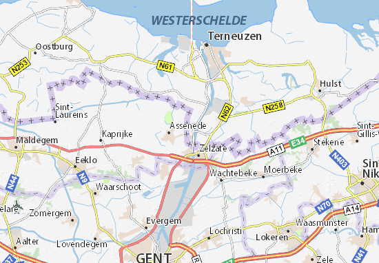 Kaart Plattegrond Sas van Gent