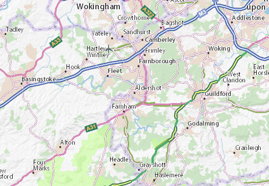 Karte Stadtplan Aldershot