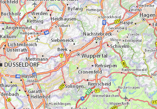 Kaart Plattegrond Wuppertal