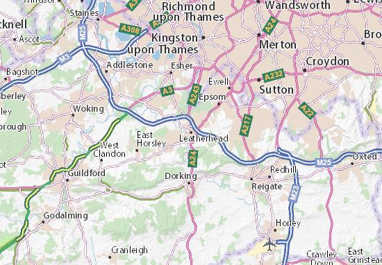 Karte Stadtplan Leatherhead