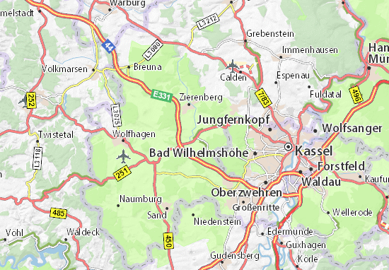 Kaart Plattegrond Habichtswald-Ehlen