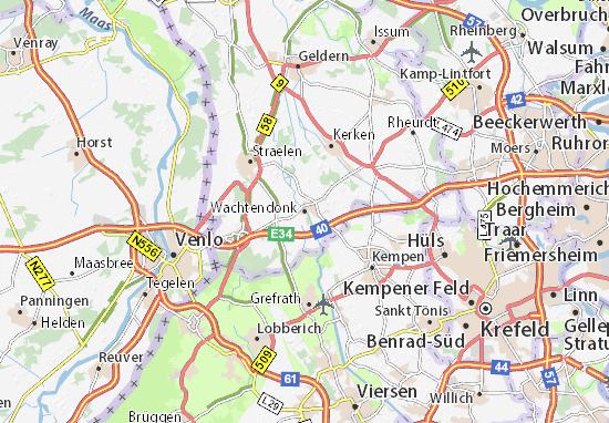 Karte Stadtplan Wachtendonk