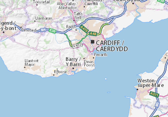 Karte Stadtplan Dinas Powys