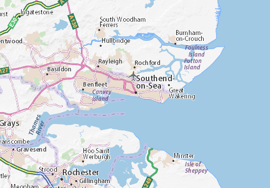 Kaart Plattegrond Southend-on-Sea