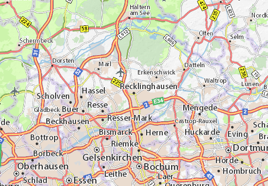 Kaart Plattegrond Recklinghausen