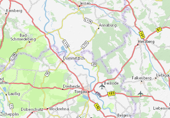 Karte Stadtplan Großtreben-Zwethau