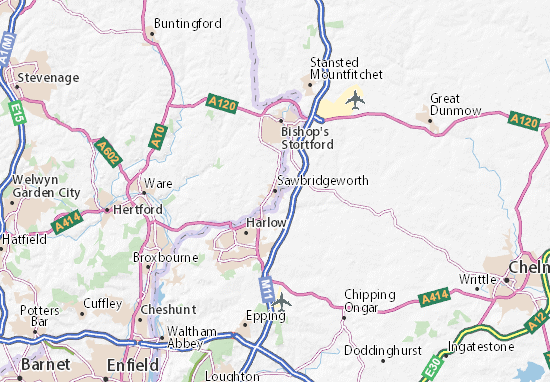 Karte Stadtplan Sawbridgeworth