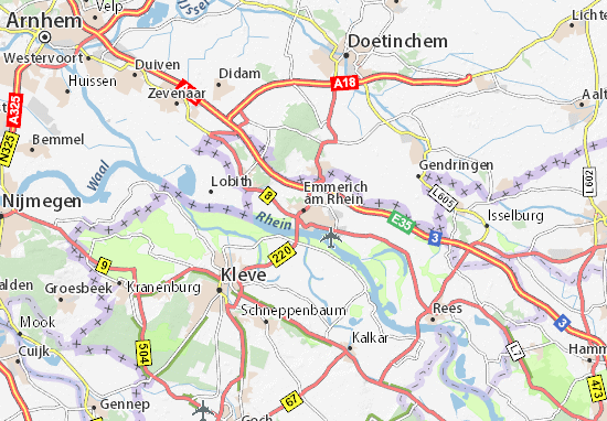 Kaart Plattegrond Emmerich am Rhein