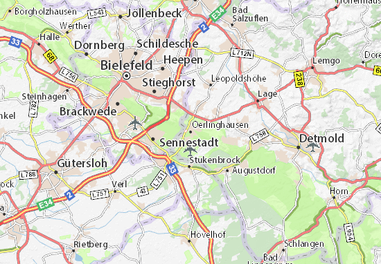 Karte Stadtplan Oerlinghausen