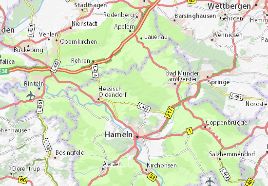Karte Stadtplan Weserbergland Schaumburg-Hameln