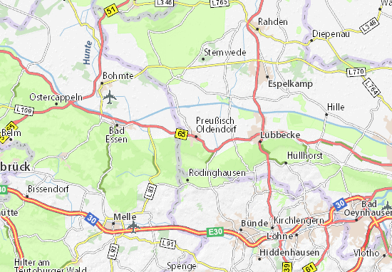 Karte Stadtplan Preußisch Oldendorf