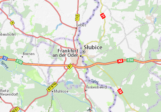 Kaart Plattegrond Frankfurt an der Oder