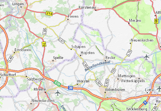 Karte Stadtplan Hopsten