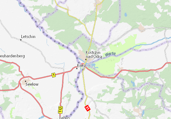 Karte Stadtplan Kostrzyn nad Odrą